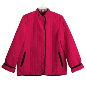 Utex Design Jacket Quilted Red Black Size Large Fleece Lined